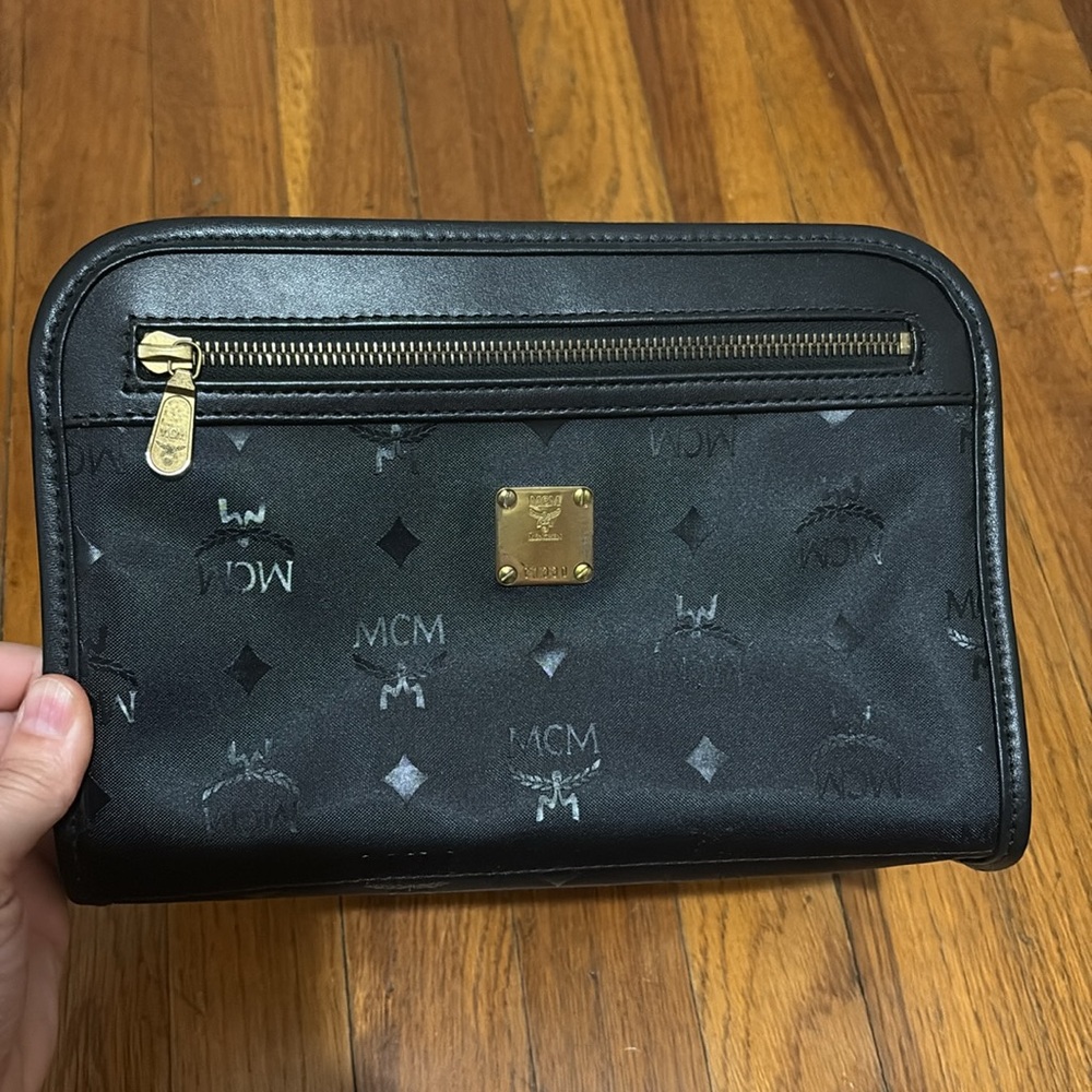 MCM Black Leather Clutch